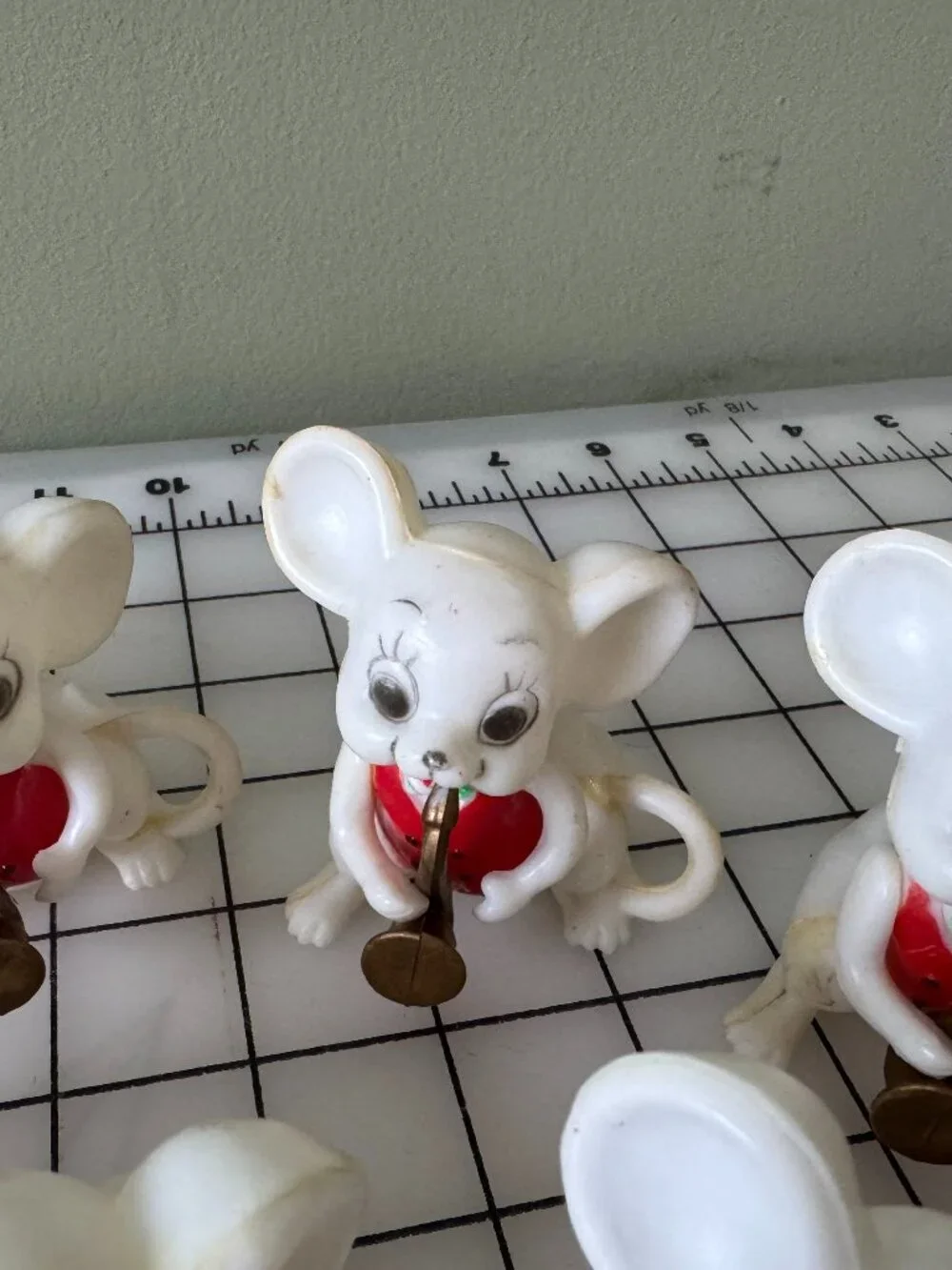 Vintage Christmas Mouse Light Covers Set 11 Retro Blow Mold Mice Band